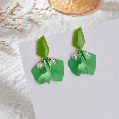 1 Pair Sweet Irregular Petal Enamel Stoving Varnish Alloy Drop Earrings