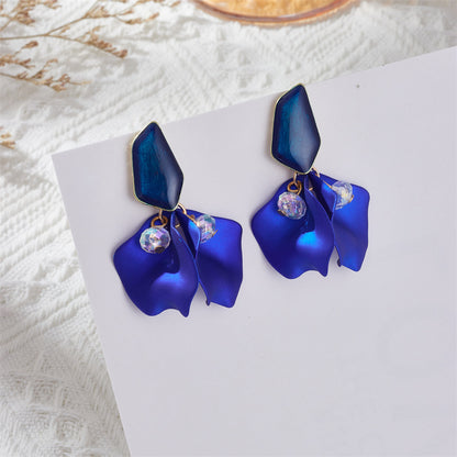 1 Pair Sweet Irregular Petal Enamel Stoving Varnish Alloy Drop Earrings