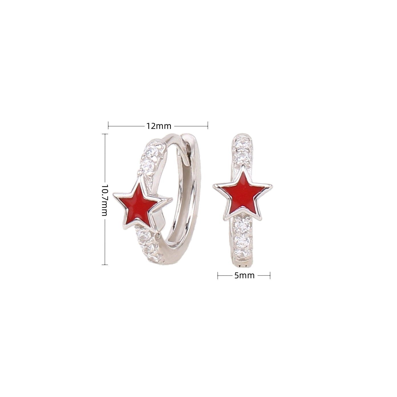 1 Pair Sweet Star Enamel Plating Inlay Sterling Silver Zircon White Gold Plated Gold Plated Hoop Earrings