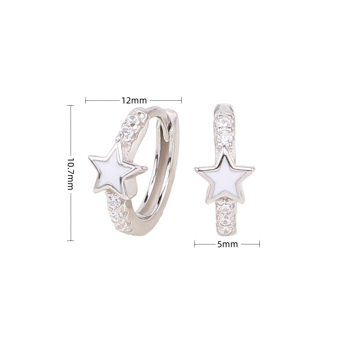 1 Pair Sweet Star Enamel Plating Inlay Sterling Silver Zircon White Gold Plated Gold Plated Hoop Earrings