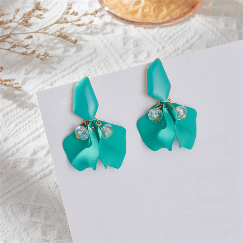 1 Pair Sweet Irregular Petal Enamel Stoving Varnish Alloy Drop Earrings