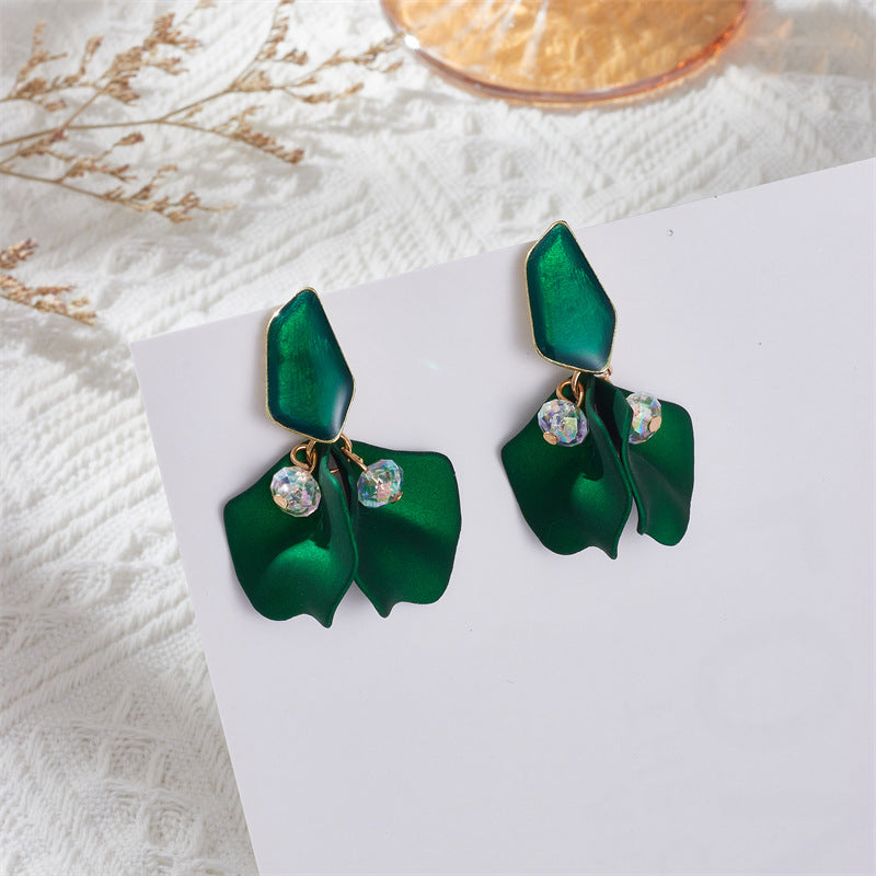 1 Pair Sweet Irregular Petal Enamel Stoving Varnish Alloy Drop Earrings