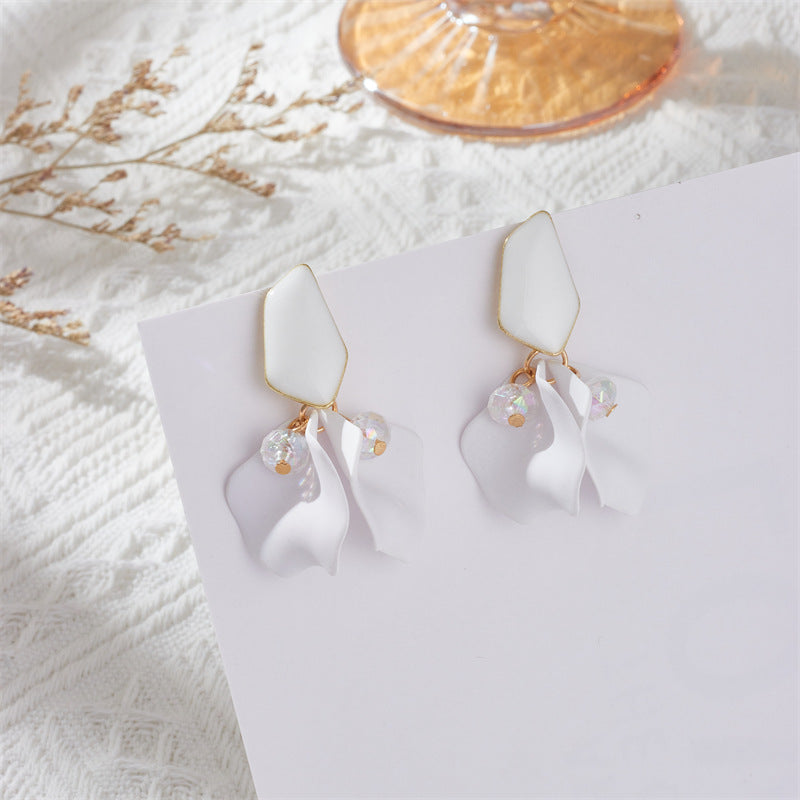 1 Pair Sweet Irregular Petal Enamel Stoving Varnish Alloy Drop Earrings