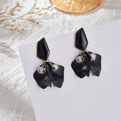 1 Pair Sweet Irregular Petal Enamel Stoving Varnish Alloy Drop Earrings