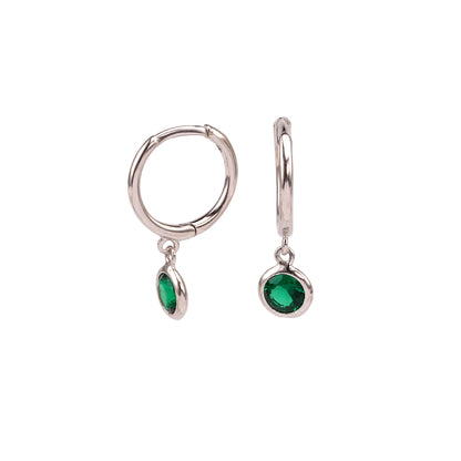 1 Pair Simple Style Round Inlay Sterling Silver Birthstone Drop Earrings