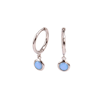 1 Pair Simple Style Round Inlay Sterling Silver Birthstone Drop Earrings