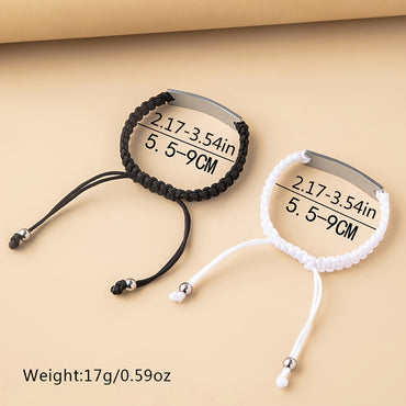 Romantic Simple Style Sun Moon Stainless Steel Rope Drawstring Valentine's Day Couple Bracelets