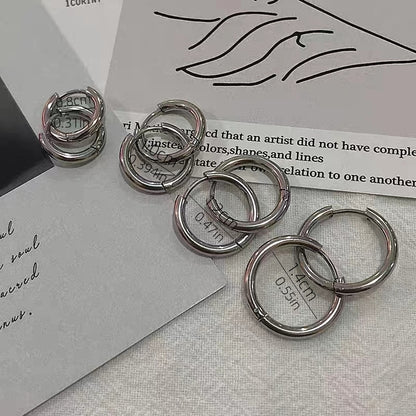 4 Pairs Simple Style Round Plating Stainless Steel Gold Plated Silver Plated Hoop Earrings