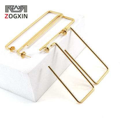 Simple Style Square Stainless Steel Ear Studs Polishing Plating Stainless Steel Earrings