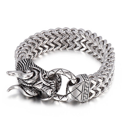 Hip-hop Simple Style Classic Style Dragon Titanium Steel Plating 18k Gold Plated Men's Bracelets