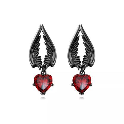 1 Pair Hip-hop Punk Heart Shape Wings Plating Inlay Stainless Steel Zircon 18k Gold Plated Gold Plated Drop Earrings