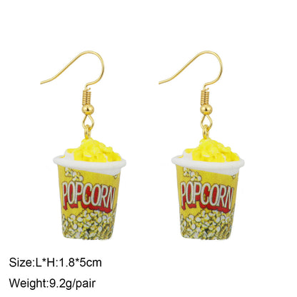 1 Pair Cute Ice Cream 1605 Coffee Fruit Plastic Resin Drop Earrings