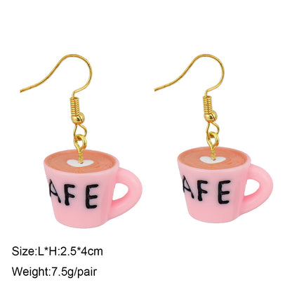 1 Pair Cute Ice Cream 1605 Coffee Fruit Plastic Resin Drop Earrings