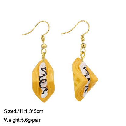 1 Pair Cute Ice Cream 1605 Coffee Fruit Plastic Resin Drop Earrings