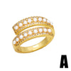 Simple Style Commute Round Copper Plating Inlay Beads Zircon 18k Gold Plated Open Rings