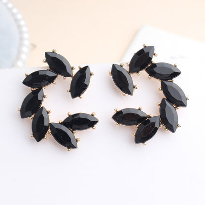 1 Pair Modern Style Solid Color Irregular Transparent Inlay Alloy Artificial Gemstones Gold Plated Earrings