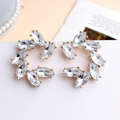 1 Pair Modern Style Solid Color Irregular Transparent Inlay Alloy Artificial Gemstones Gold Plated Earrings