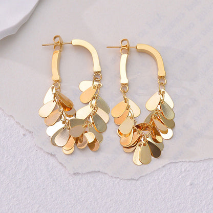 1 Pair Elegant Simple Style Water Droplets Solid Color Plating Stainless Steel 18k Gold Plated Drop Earrings