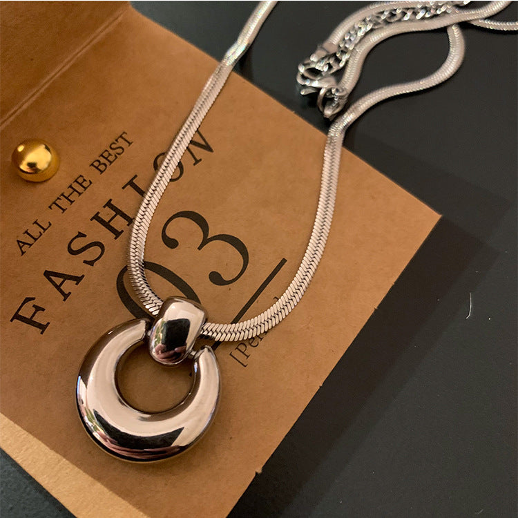 Casual Geometric Titanium Steel Polishing Pendant Necklace