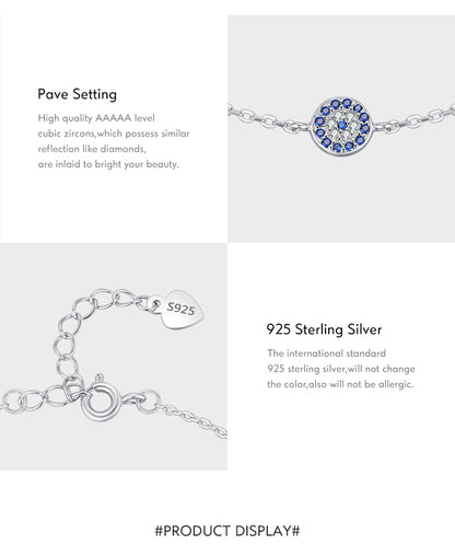 Ig Style Simple Style Devil's Eye Sterling Silver Plating Inlay Zircon Rhodium Plated Bracelets