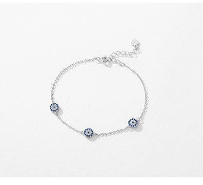 Ig Style Simple Style Devil's Eye Sterling Silver Plating Inlay Zircon Rhodium Plated Bracelets