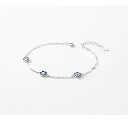 Ig Style Simple Style Devil's Eye Sterling Silver Plating Inlay Zircon Rhodium Plated Bracelets