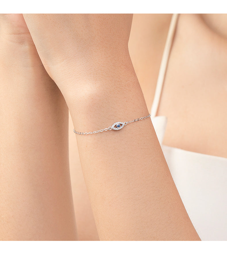 Ig Style Casual Devil's Eye Sterling Silver Plating Inlay Zircon Rhodium Plated Bracelets