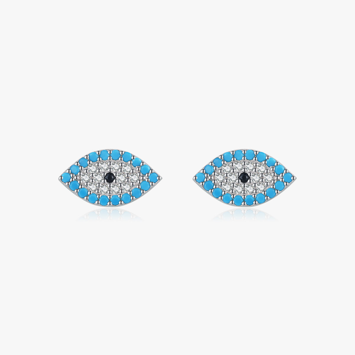 1 Pair Ig Style Retro Devil's Eye Plating Inlay Sterling Silver Turquoise Zircon Rhodium Plated Ear Studs