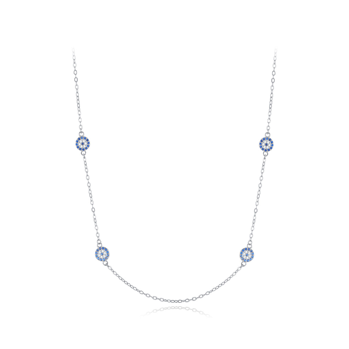 Ig Style Ethnic Style Devil's Eye Sterling Silver Plating Inlay Zircon Rhodium Plated Necklace