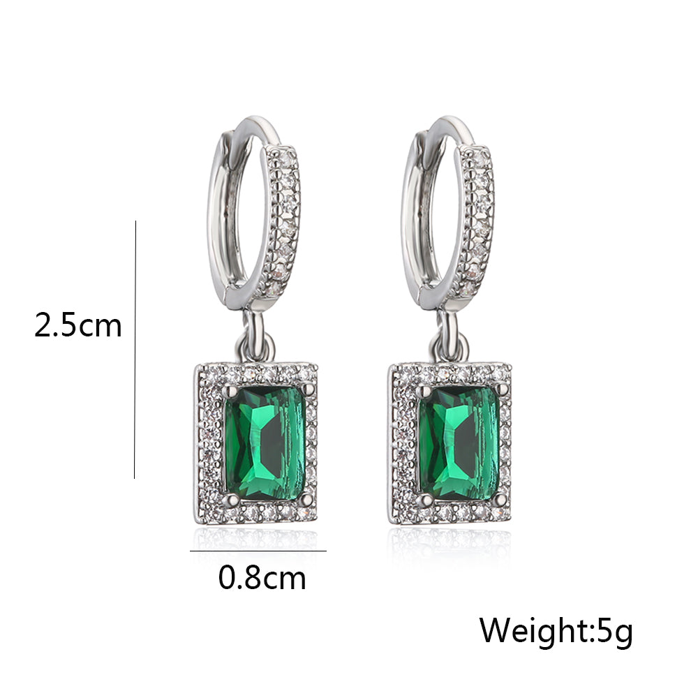 1 Pair Simple Style Commute Square Plating Inlay Copper Zircon 18k Gold Plated Drop Earrings