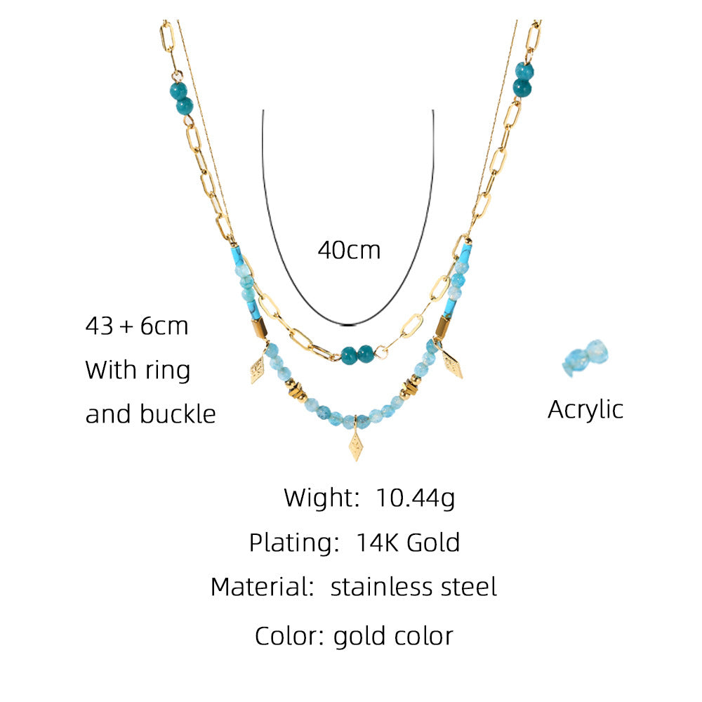 Ig Style Original Design Geometric Stainless Steel 14k Gold Plated Necklace In Bulk