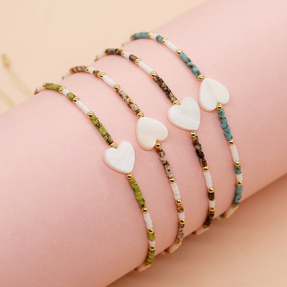 Simple Style Heart Shape Shell Beaded Women's Bracelets