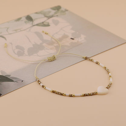 Simple Style Heart Shape Shell Beaded Women's Bracelets
