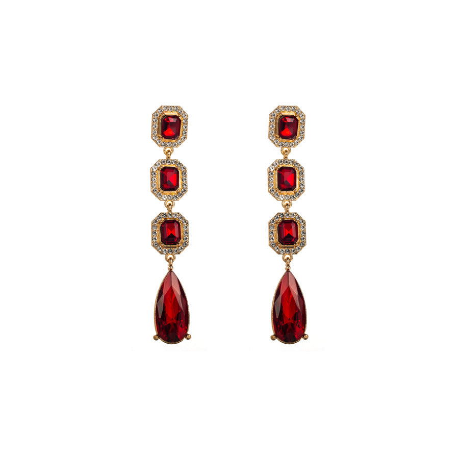 1 Pair Simple Style Water Droplets Inlay Alloy Zircon Drop Earrings