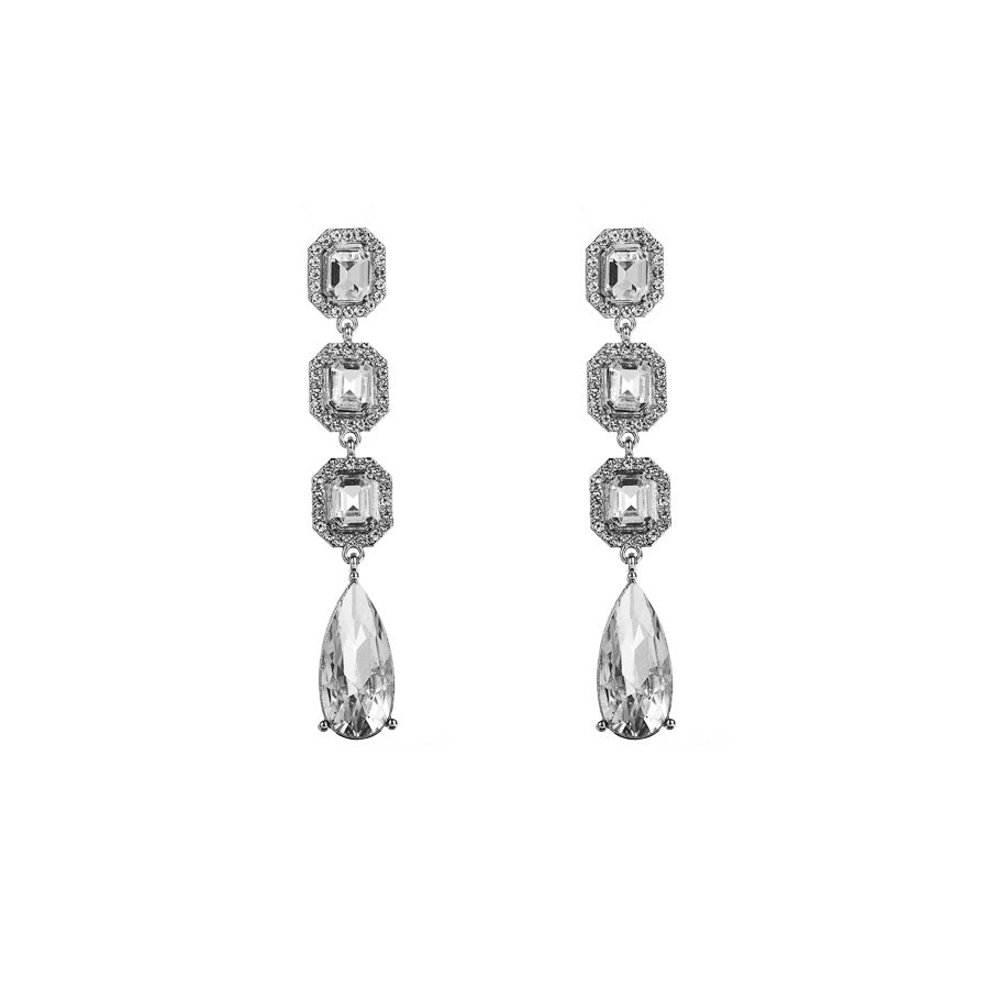 1 Pair Simple Style Water Droplets Inlay Alloy Zircon Drop Earrings