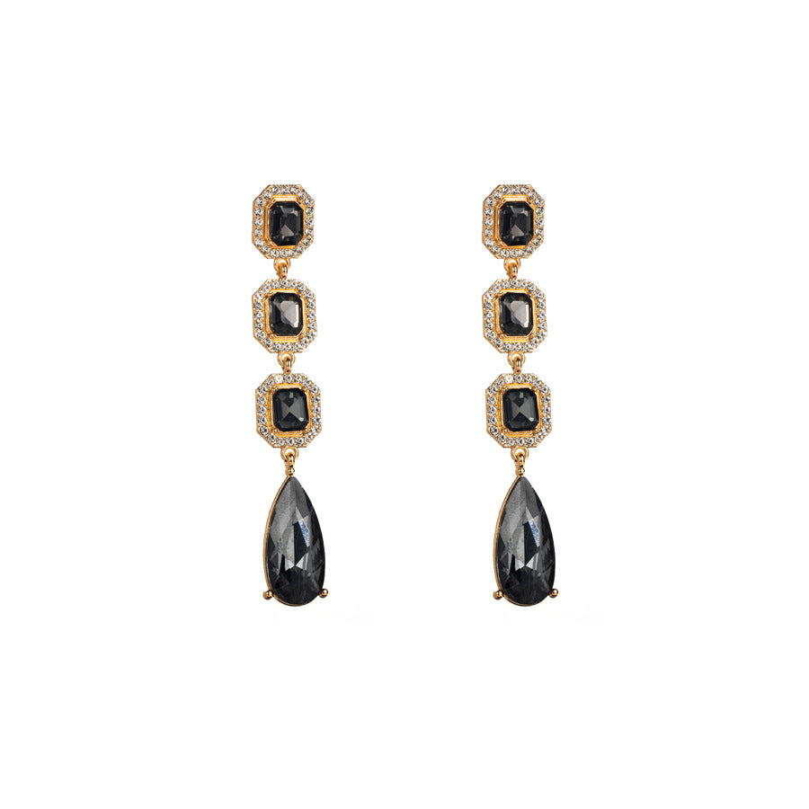 1 Pair Simple Style Water Droplets Inlay Alloy Zircon Drop Earrings