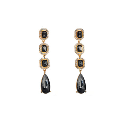 1 Pair Simple Style Water Droplets Inlay Alloy Zircon Drop Earrings