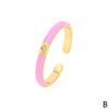 Simple Style Classic Style Color Block Copper Enamel Plating Inlay Zircon Gold Plated Open Rings