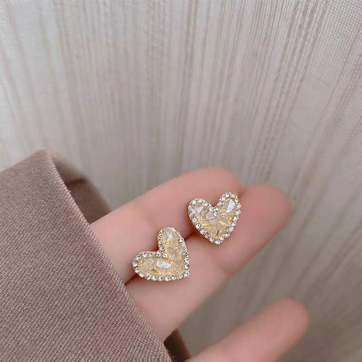 1 Pair Sweet Flower Inlay Copper Crystal Rhinestones Ear Studs