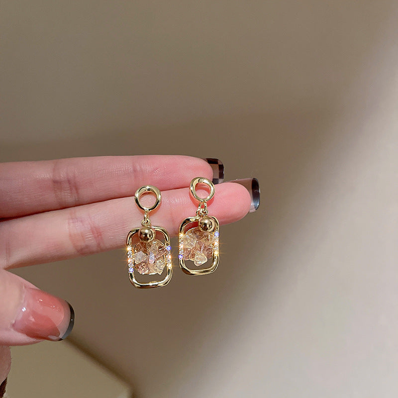 1 Pair Sweet Flower Inlay Copper Crystal Rhinestones Ear Studs