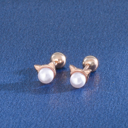 1 Pair Simple Style Geometric Plating Inlay Sterling Silver Artificial Pearls Ear Studs