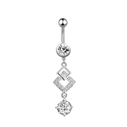 Simple Style Water Droplets Flower Butterfly Stainless Steel Inlay Zircon Women's Belly Ring
