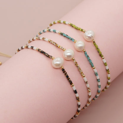 Casual Solid Color Freshwater Pearl Glass Wholesale Bracelets