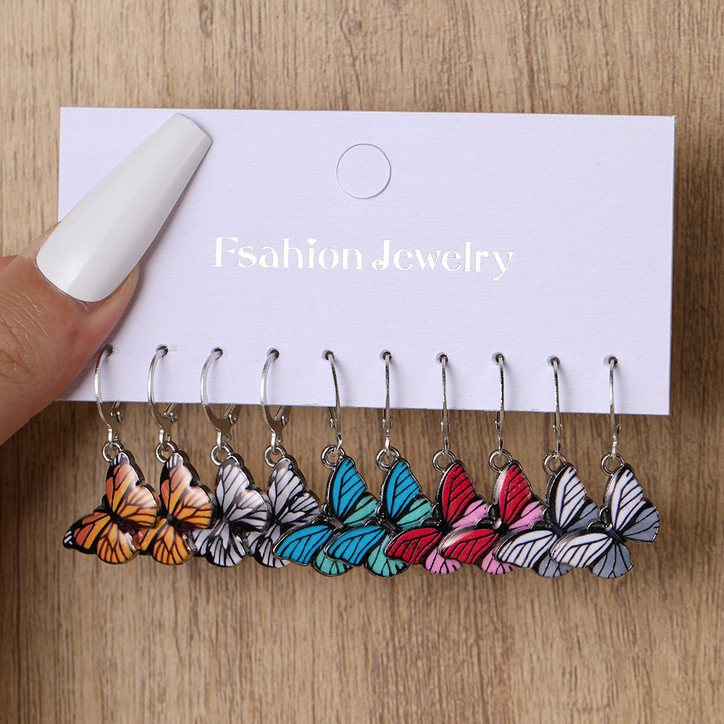 1 Set Lady Streetwear Butterfly Enamel Plating Alloy Drop Earrings