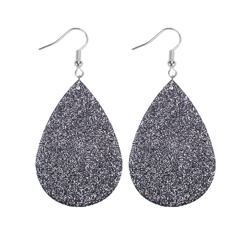 1 Pair Simple Style Geometric Water Droplets Pu Leather Drop Earrings