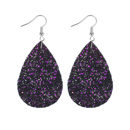 1 Pair Simple Style Geometric Water Droplets Pu Leather Drop Earrings