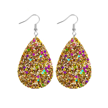 1 Pair Simple Style Geometric Water Droplets Pu Leather Drop Earrings