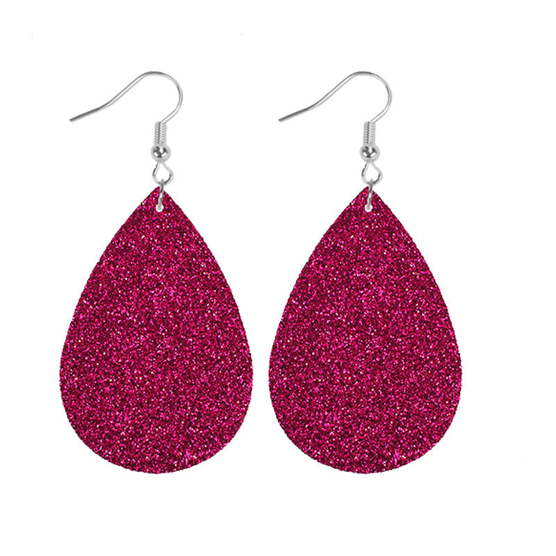 1 Pair Simple Style Geometric Water Droplets Pu Leather Drop Earrings