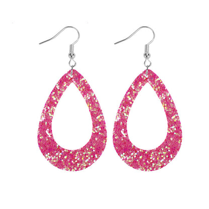 1 Pair Simple Style Geometric Water Droplets Pu Leather Drop Earrings