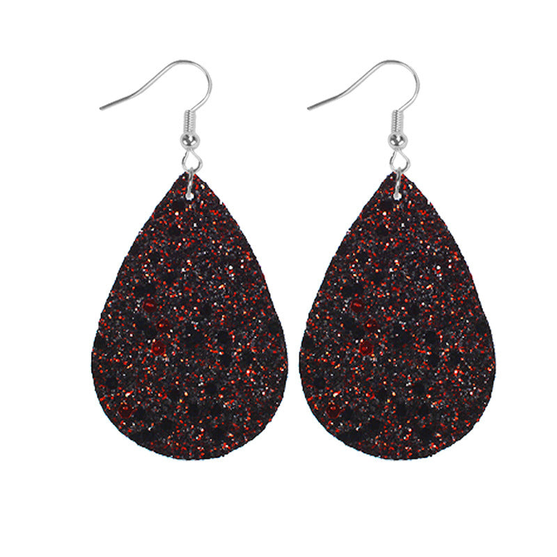 1 Pair Simple Style Geometric Water Droplets Pu Leather Drop Earrings